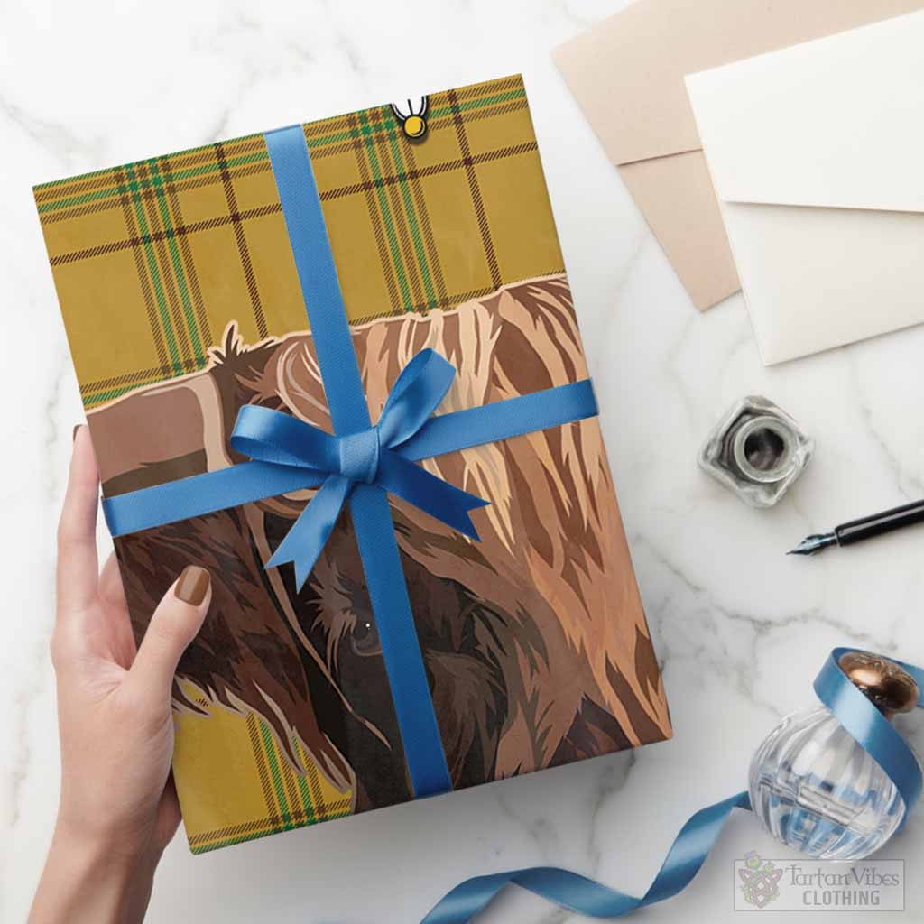 Houston Tartan Crest Wrapping Paper Scotland Heilan Coo Tartan Seamless Style
