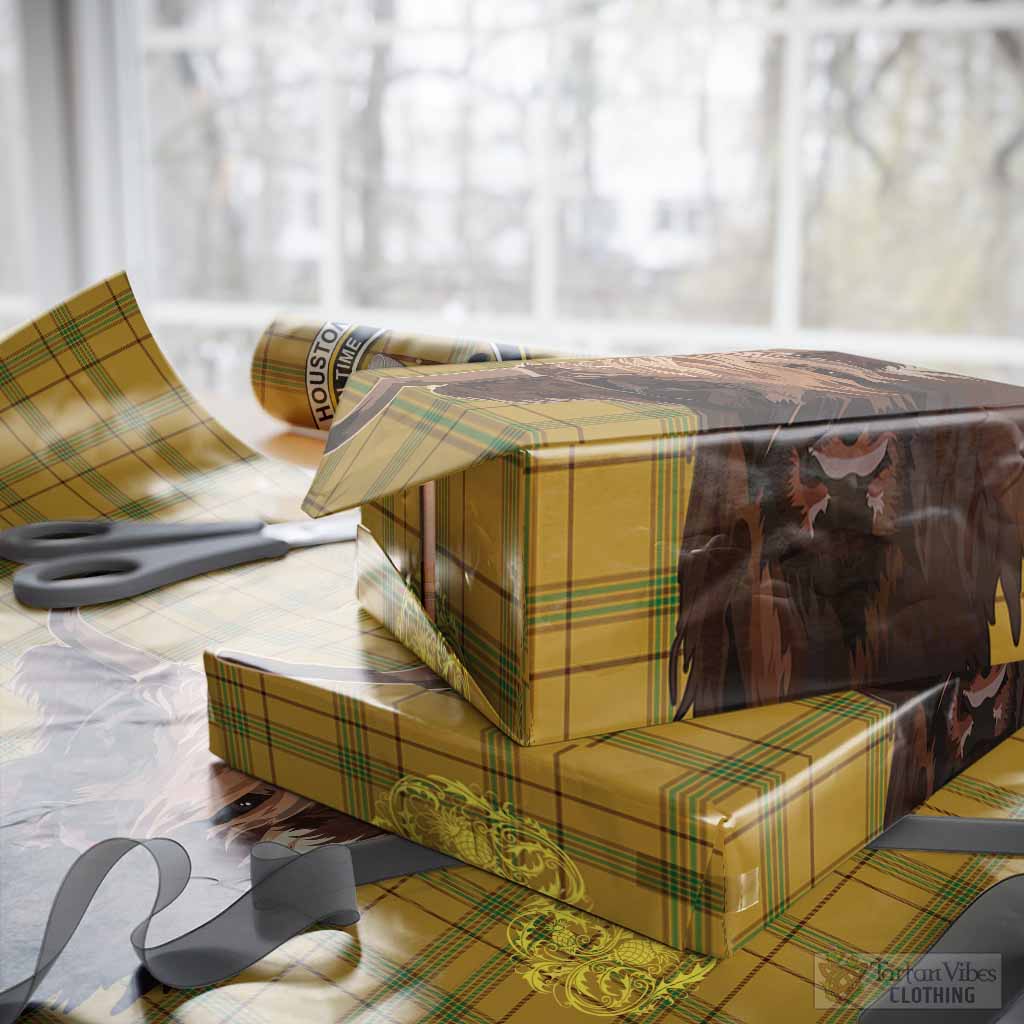 Houston Tartan Crest Wrapping Paper Scotland Heilan Coo Tartan Seamless Style