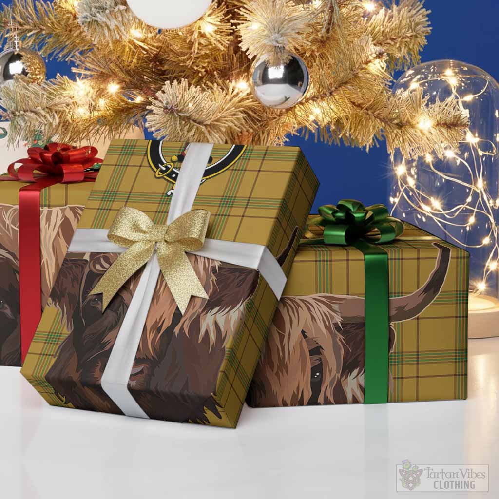 Houston Tartan Crest Wrapping Paper Scotland Heilan Coo Tartan Seamless Style