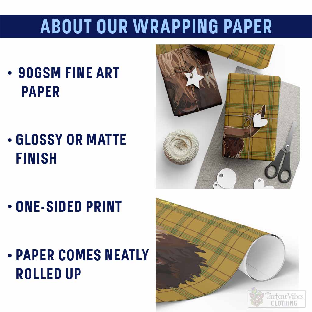 Houston Tartan Crest Wrapping Paper Scotland Heilan Coo Tartan Seamless Style