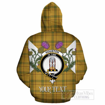 Houston Tartan Family Crest Cotton Hoodie Scottish Burns Night Thistle Floral