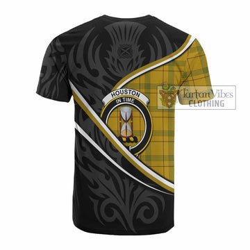 Houston Tartan Family Crest Cotton T-shirt Celtic Scottish Thistle Floral - Tartan Vibes Clothing
