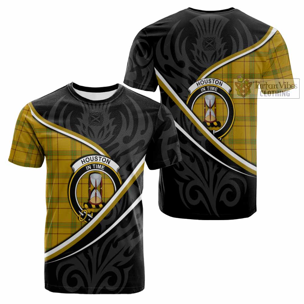 Houston Tartan Family Crest Cotton T-shirt Celtic Scottish Thistle Floral - Tartan Vibes Clothing