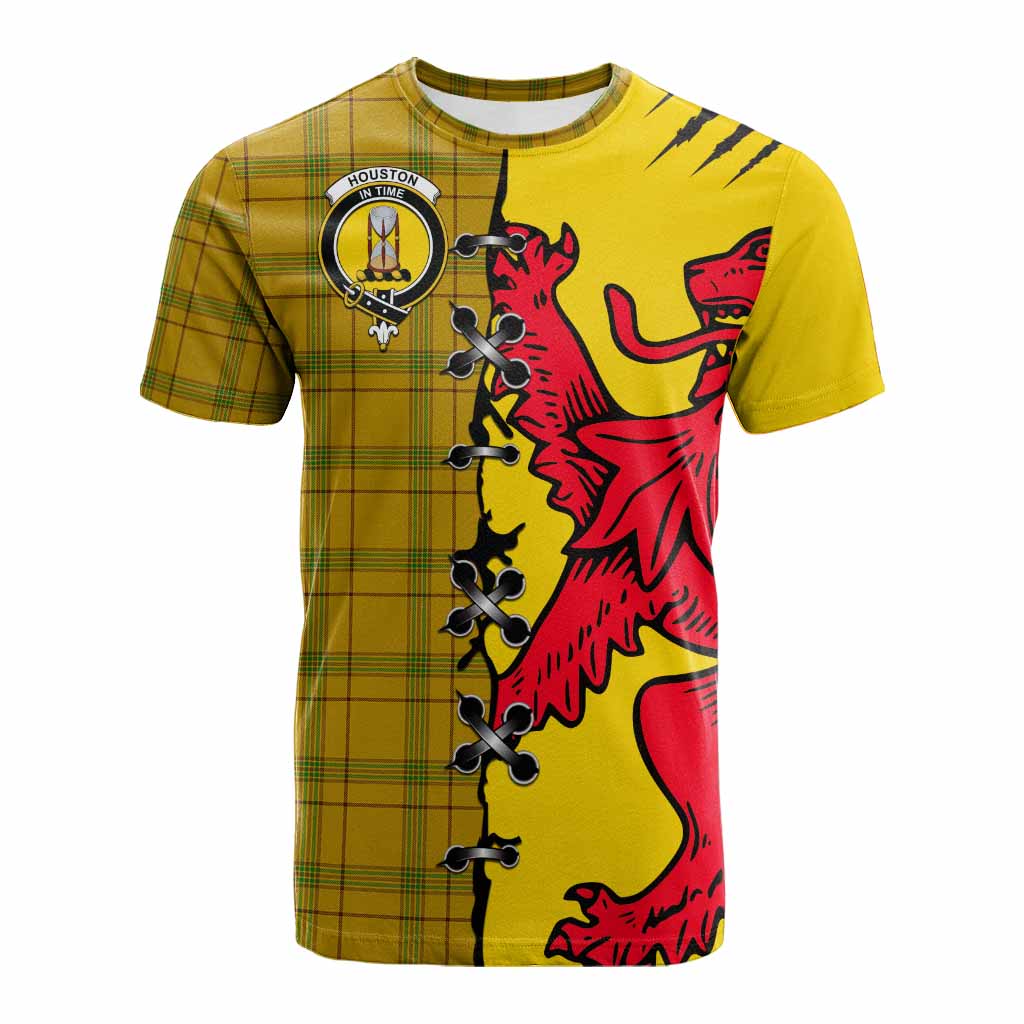 Houston Tartan Family Crest Cotton T-shirt Lion Rampant Honor - Tartan Vibes Clothing