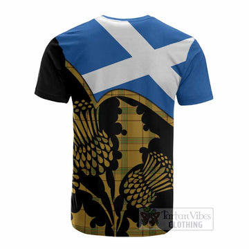 Houston Tartan Family Crest Cotton T-shirt Scotland Thistle Floral Flag Style