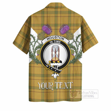 Houston Tartan Family Crest Hawaiian Shirt Scottish Burns Night Thistle Floral