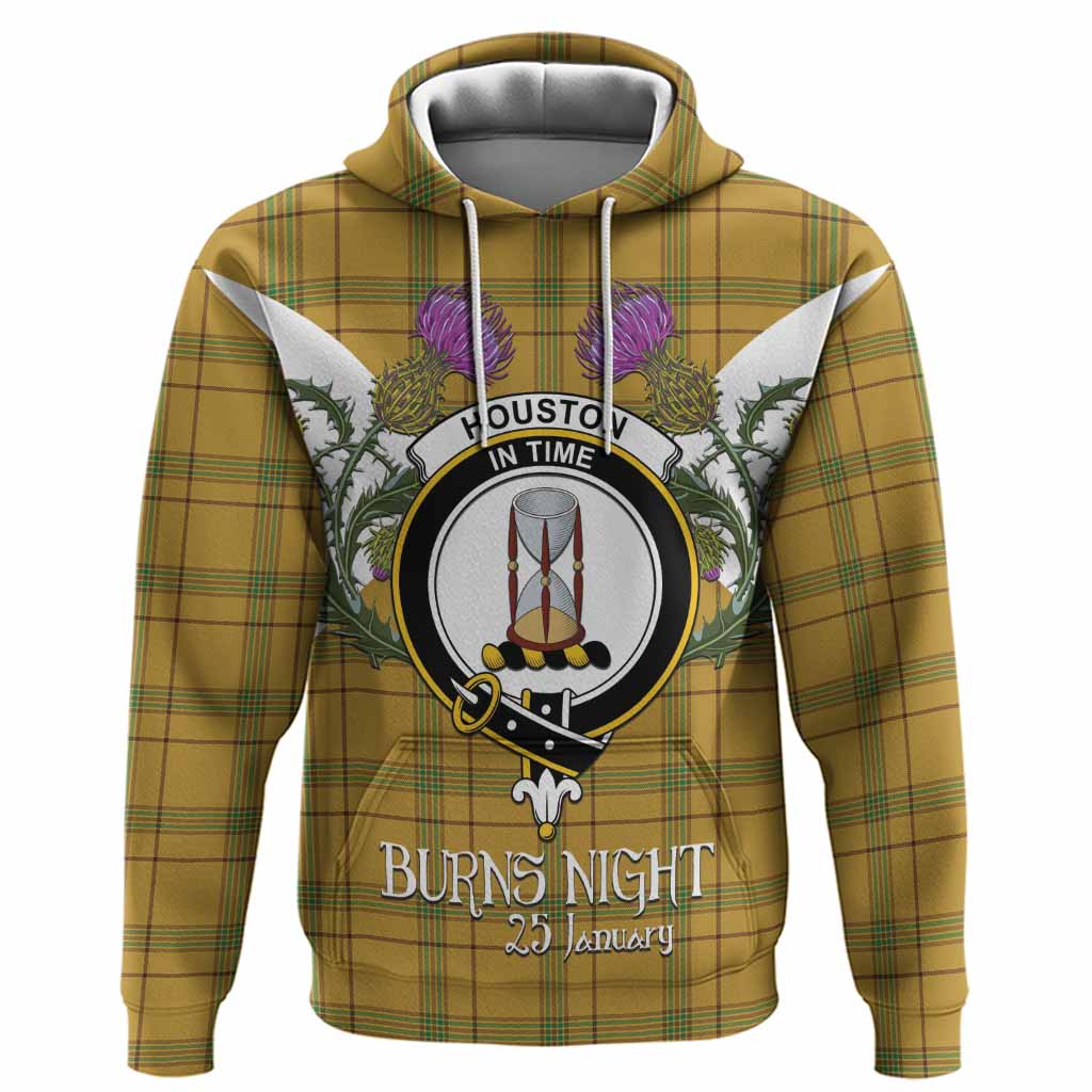 Houston Tartan Family Crest Hoodie Scottish Burns Night Thistle Floral