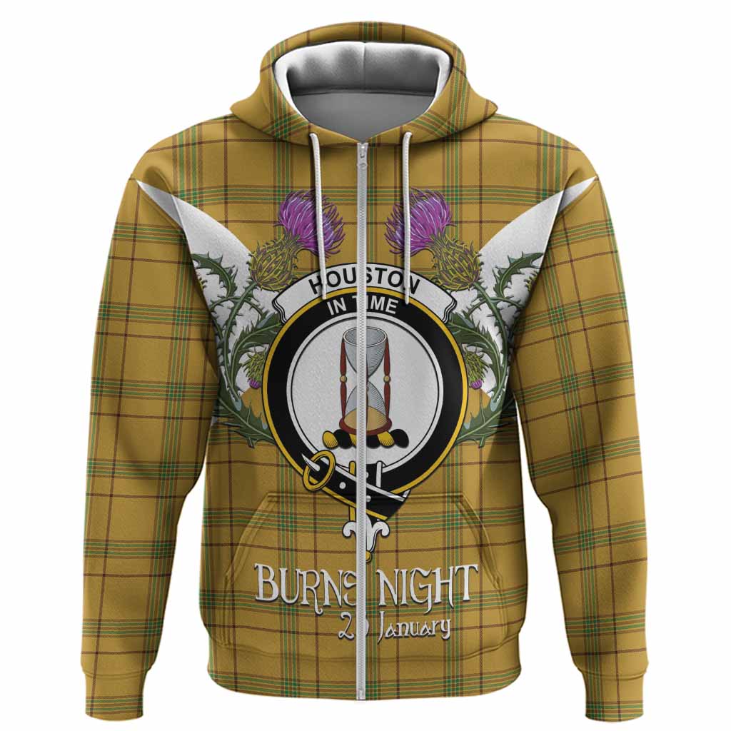 Houston Tartan Family Crest Hoodie Scottish Burns Night Thistle Floral
