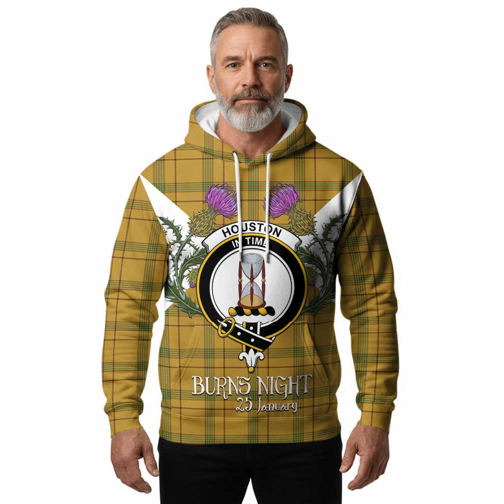 Houston Tartan Family Crest Hoodie Scottish Burns Night Thistle Floral