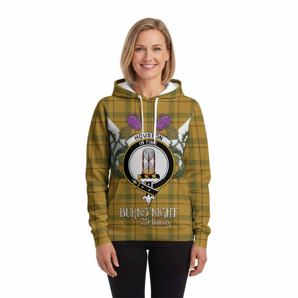 Houston Tartan Family Crest Hoodie Scottish Burns Night Thistle Floral