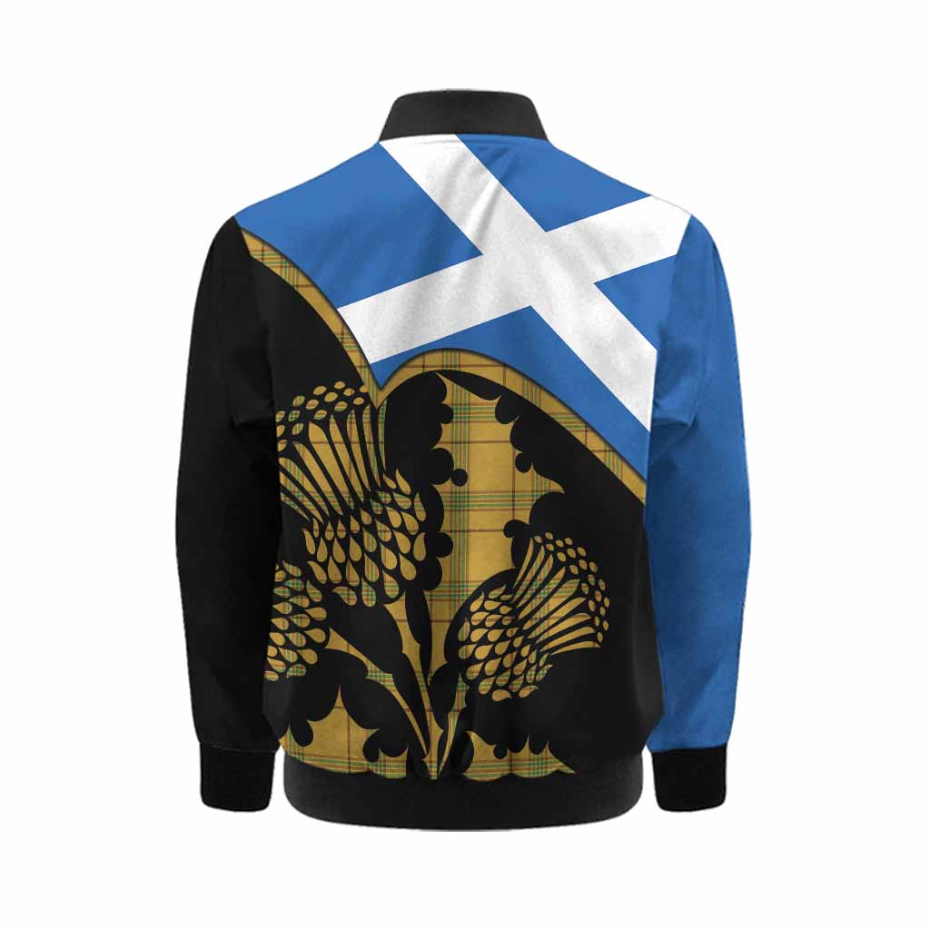 Houston Tartan Family Crest Kid Bomber Jacket Scotland Thistle Floral Flag Style
