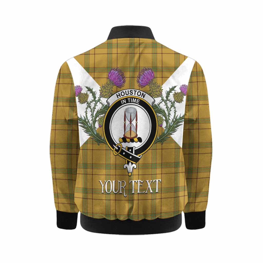 Houston Tartan Family Crest Kid Bomber Jacket Scottish Burns Night Thistle Floral