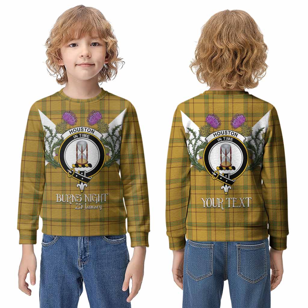 Houston Tartan Family Crest Kid Knitted Sweatshirt Scottish Burns Night Thistle Floral