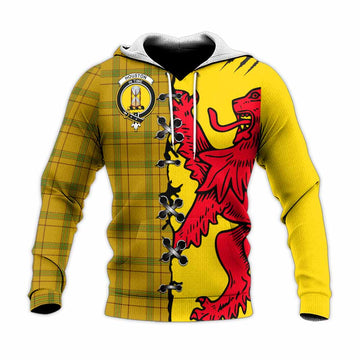 Houston Tartan Family Crest Knitted Hoodie Lion Rampant Honor - Tartan Vibes Clothing