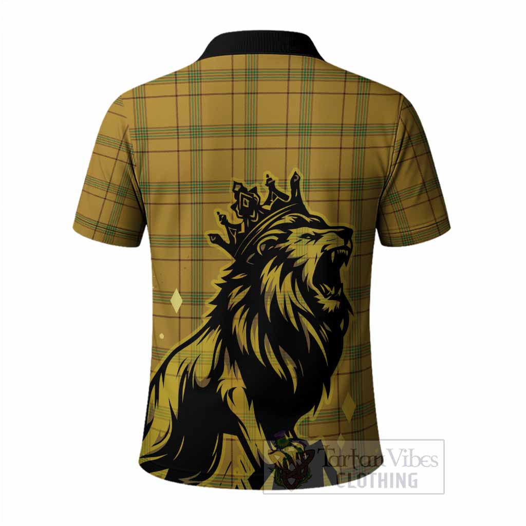 Houston Tartan Family Crest Polo Shirt Crowned Lion Roaring