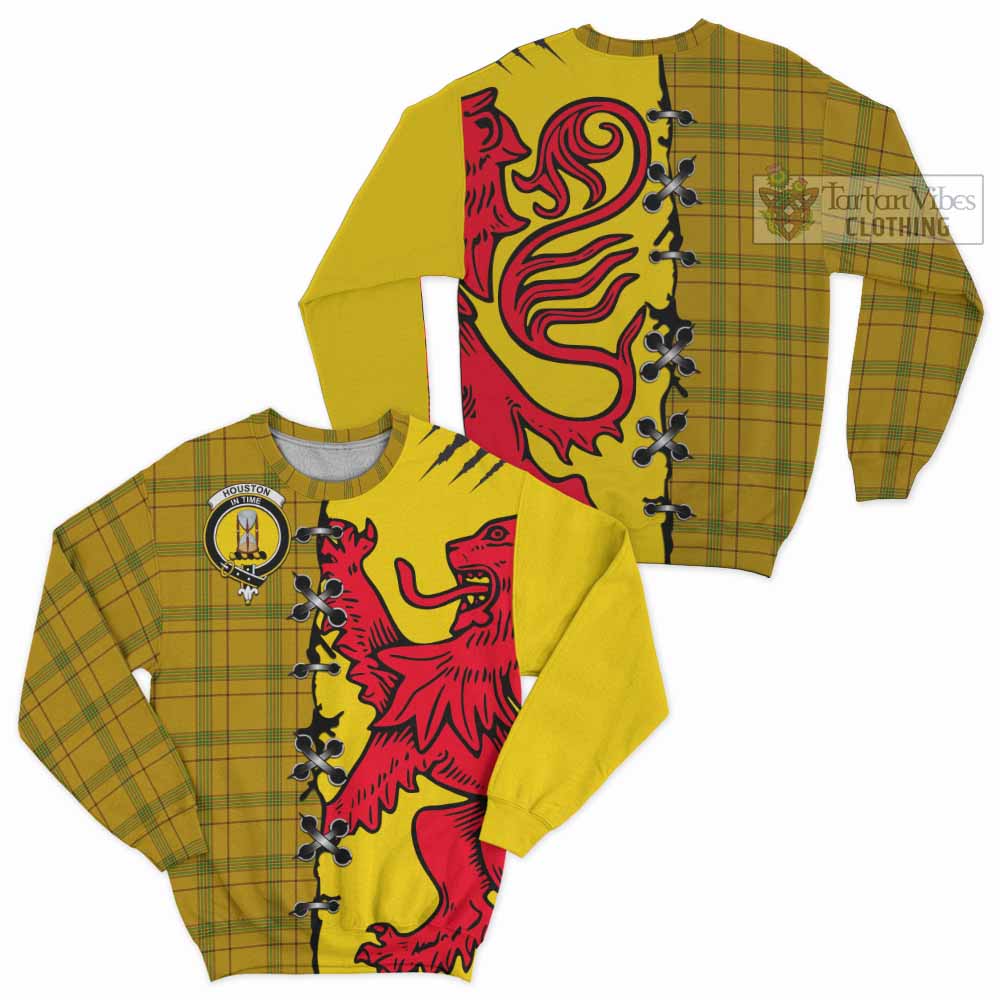 Houston Tartan Family Crest Sweatshirt Lion Rampant Honor - Tartan Vibes Clothing