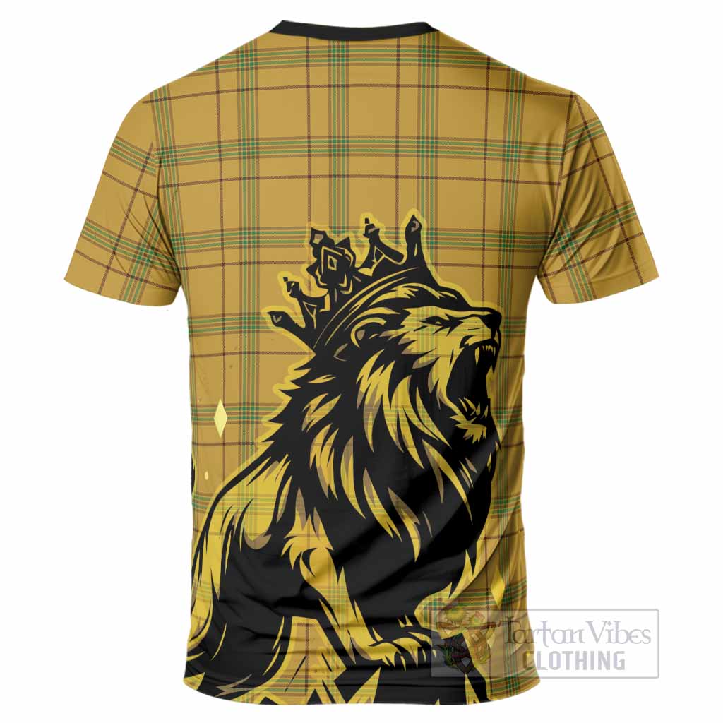 Houston Tartan Family Crest T-Shirt Crowned Lion Roaring
