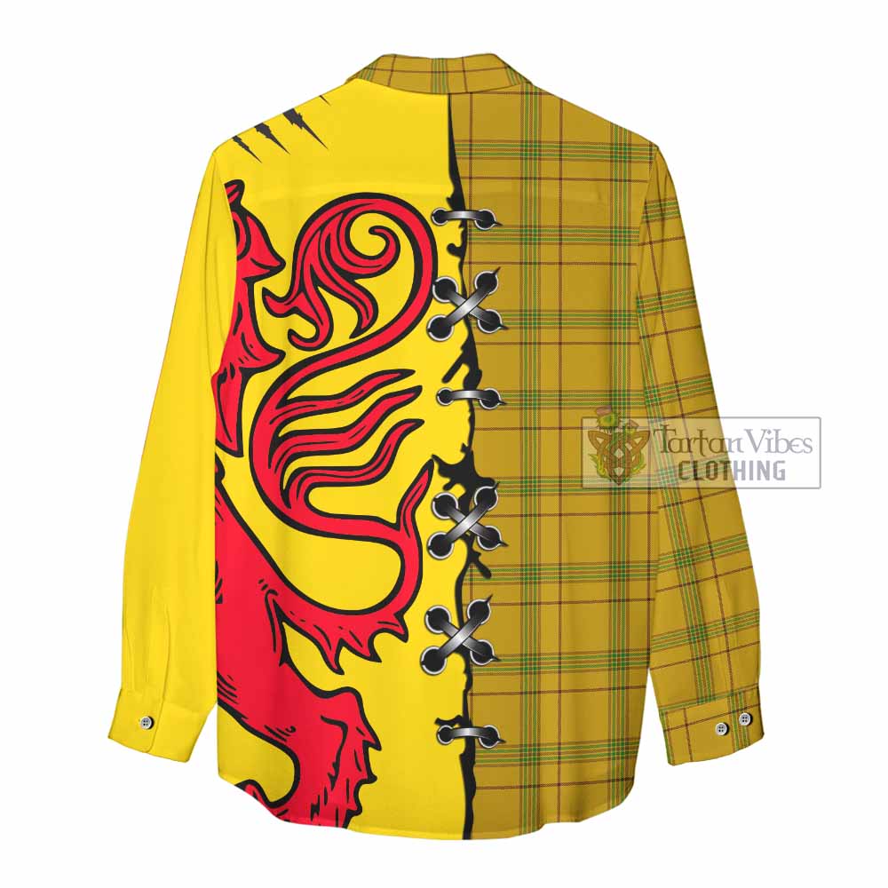 Houston Tartan Family Crest Women Casual Shirt Lion Rampant Honor - Tartan Vibes Clothing