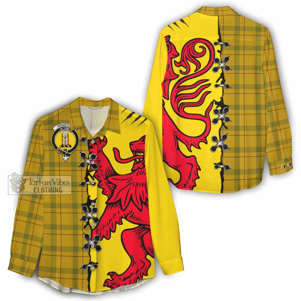 Houston Tartan Family Crest Women Casual Shirt Lion Rampant Honor - Tartan Vibes Clothing