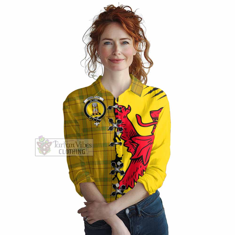 Houston Tartan Family Crest Women Casual Shirt Lion Rampant Honor - Tartan Vibes Clothing