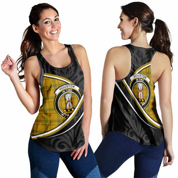 Houston Tartan Family Crest Women Racerback Tanks Celtic Scottish Thistle Floral - Tartan Vibes Clothing