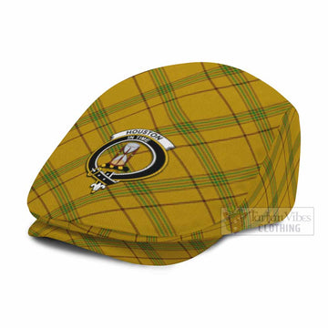 Houston Tartan Flat Cap, Jeff Cap Cross Style with Family Crest