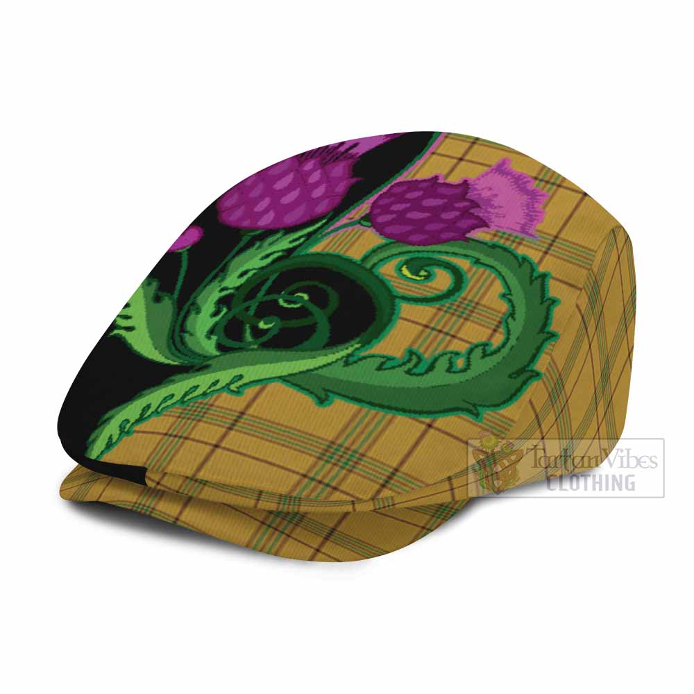 Houston Tartan Flat Cap, Jeff Cap Traditional Scottish Thistle