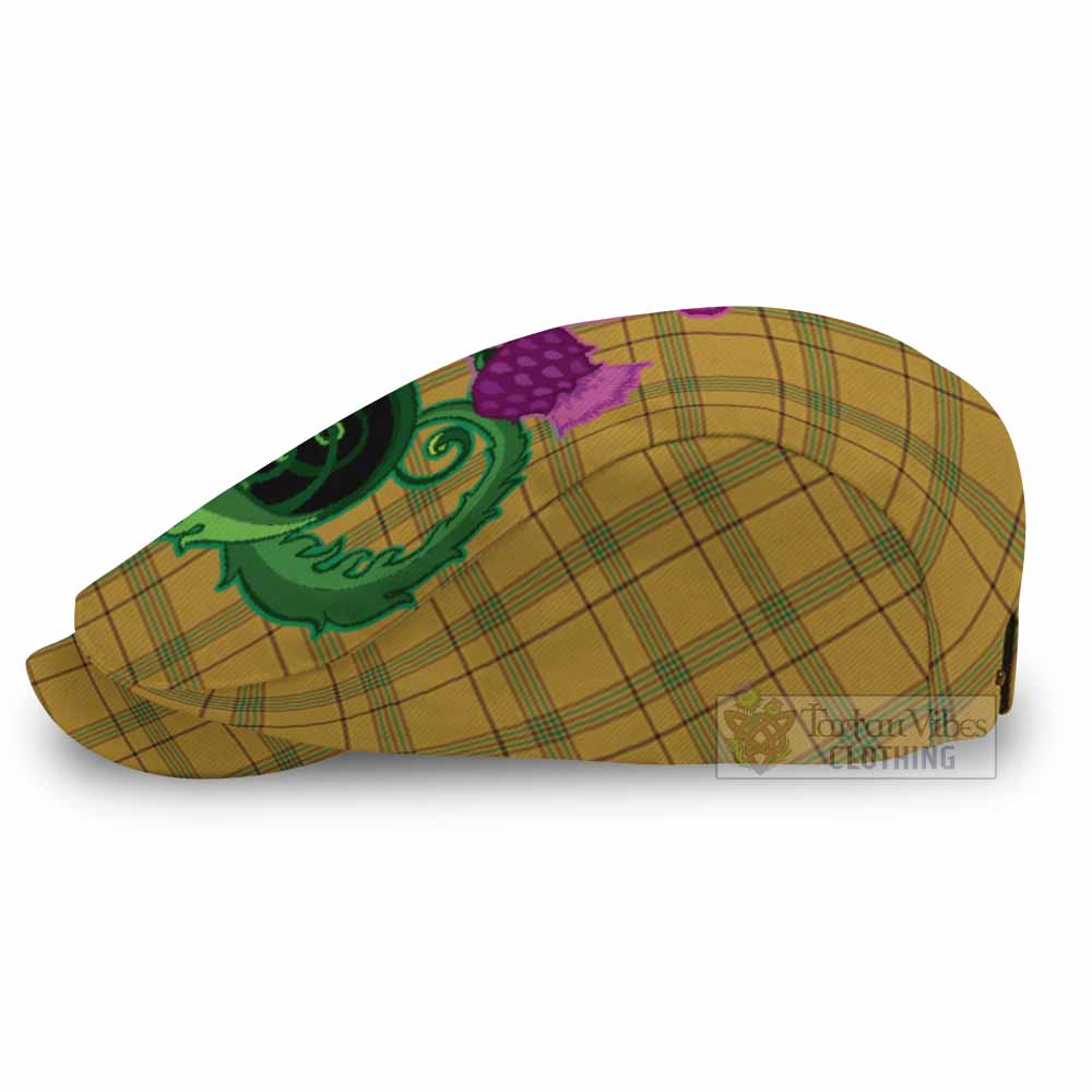 Houston Tartan Flat Cap, Jeff Cap Traditional Scottish Thistle