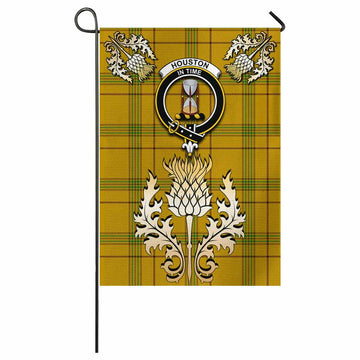 Houston Tartan Garden Flag with Golden Regal Scottish Thistle Emblem
