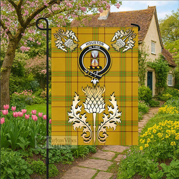 Houston Tartan Garden Flag with Golden Regal Scottish Thistle Emblem