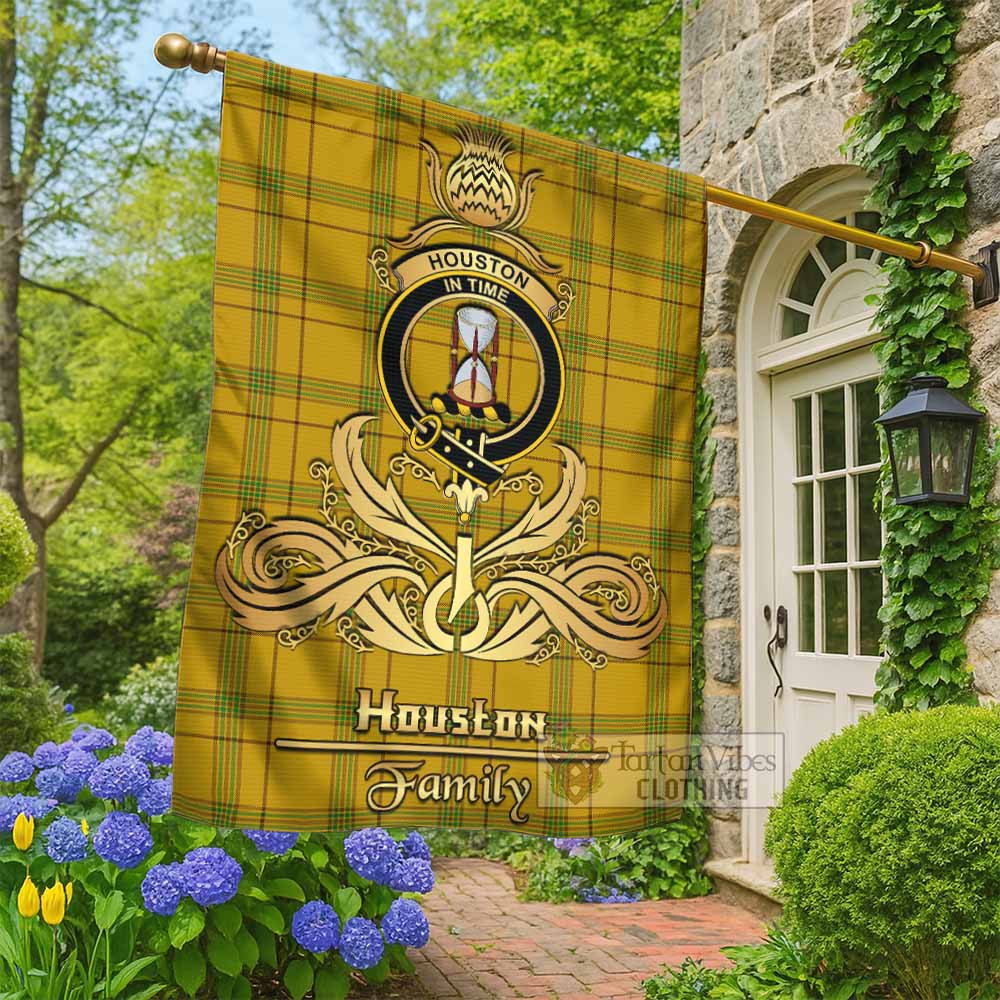 Houston Tartan Garden Flag with Highland Thistle Cherish Family Crest Style - Tartan Vibes Clothing