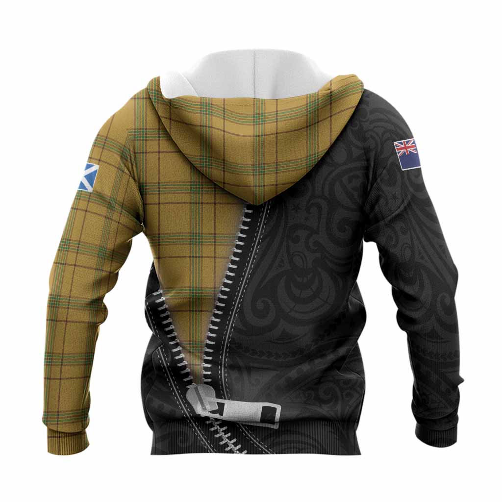 Houston Tartan Knitted Hoodie New Zealand Pattern Unique Zipper Stylized