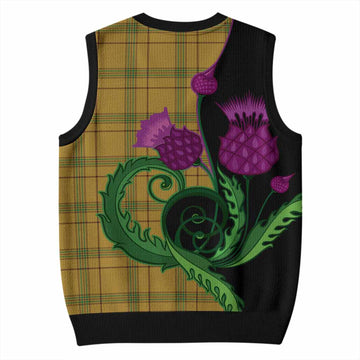 Houston Tartan Knitted V-Neck Vest Traditional Scottish Thistle