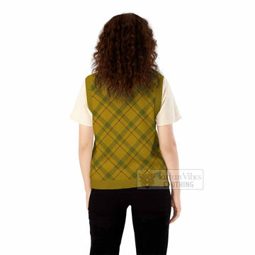 Houston Tartan Knitted V-Neck Vest with Family Crest Cross Style