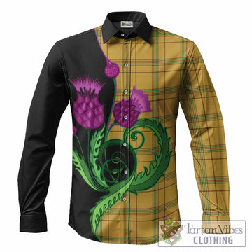 Houston Tartan Long Sleeve Button Shirts Traditional Scottish Thistle