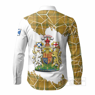 Houston Tartan Long Sleeve Button Shirts with Family Crest and Lion Rampant Grunge Style