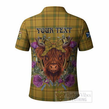 Houston Tartan Polo Shirt Scottish Thistle Heilan Coo