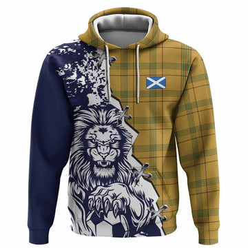 Houston Tartan Scottish Hoodie Angry Lion With Soccer Ball Style