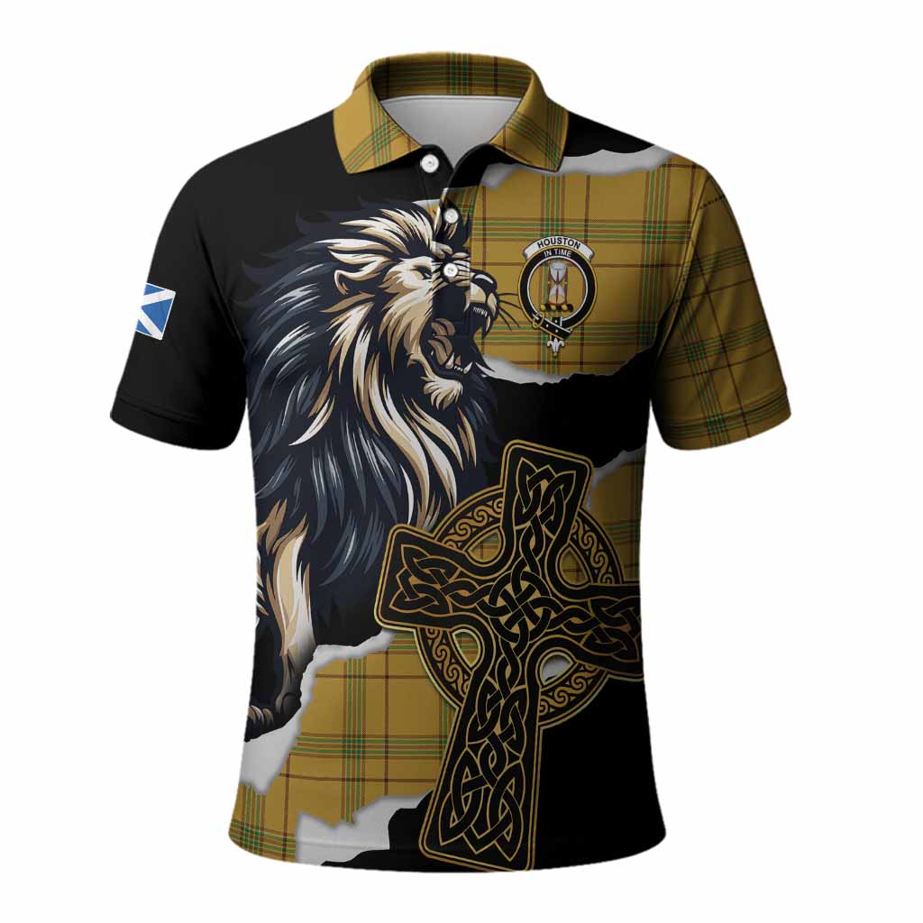 Houston Tartan Scottish Polo Shirt Lion Celtic Heritage