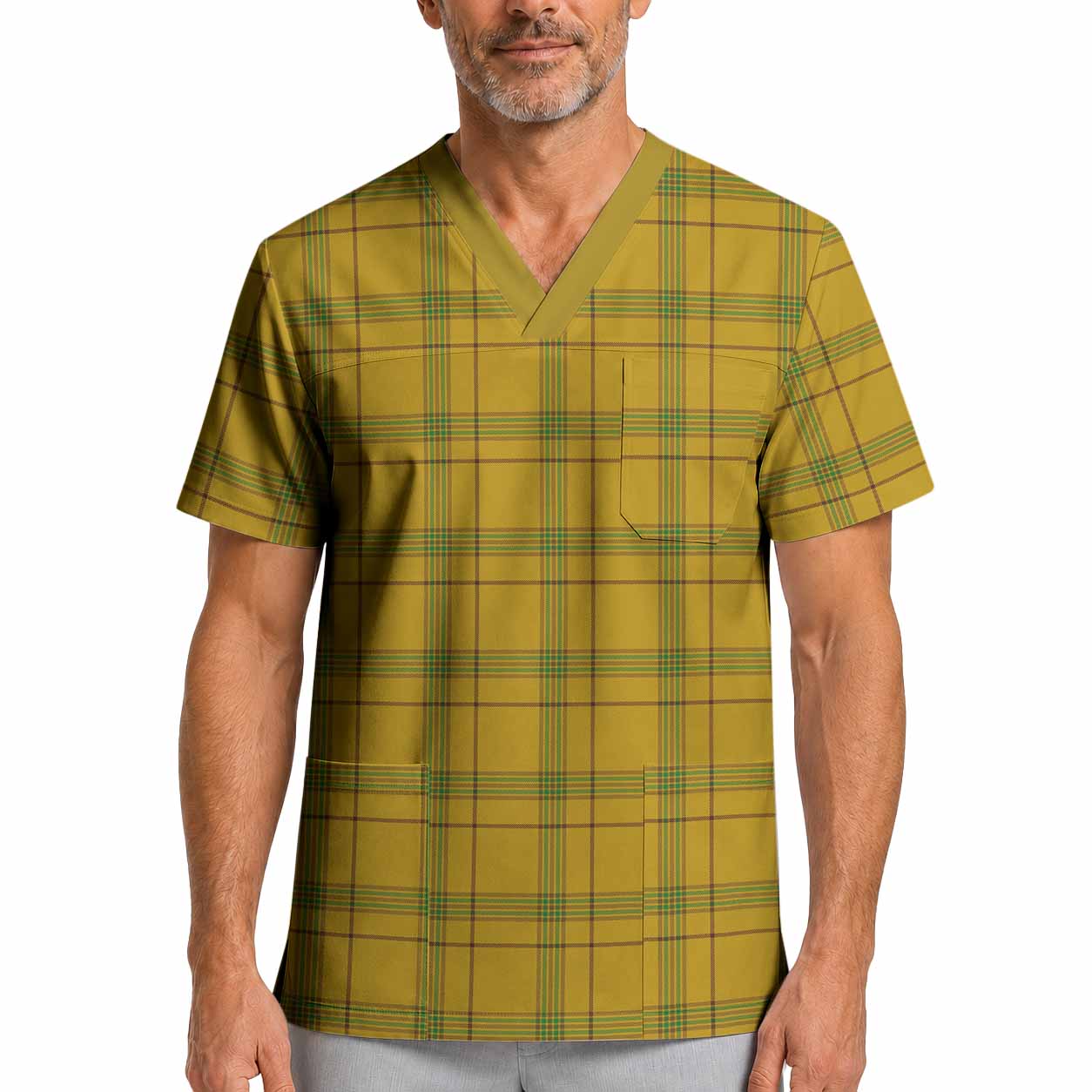 Houston Tartan Scrub Top XL - Tartan Vibes Clothing