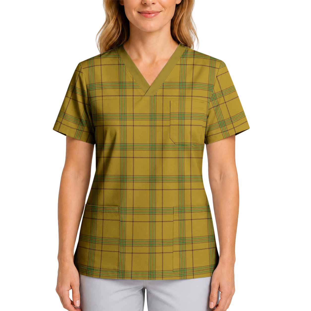 Houston Tartan Scrub Top 4XL - Tartan Vibes Clothing