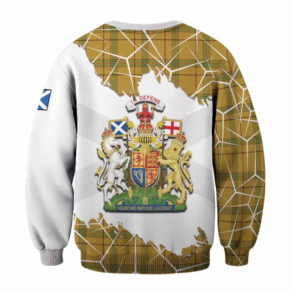 Houston Tartan Sweatshirt with Family Crest and Lion Rampant Grunge Style