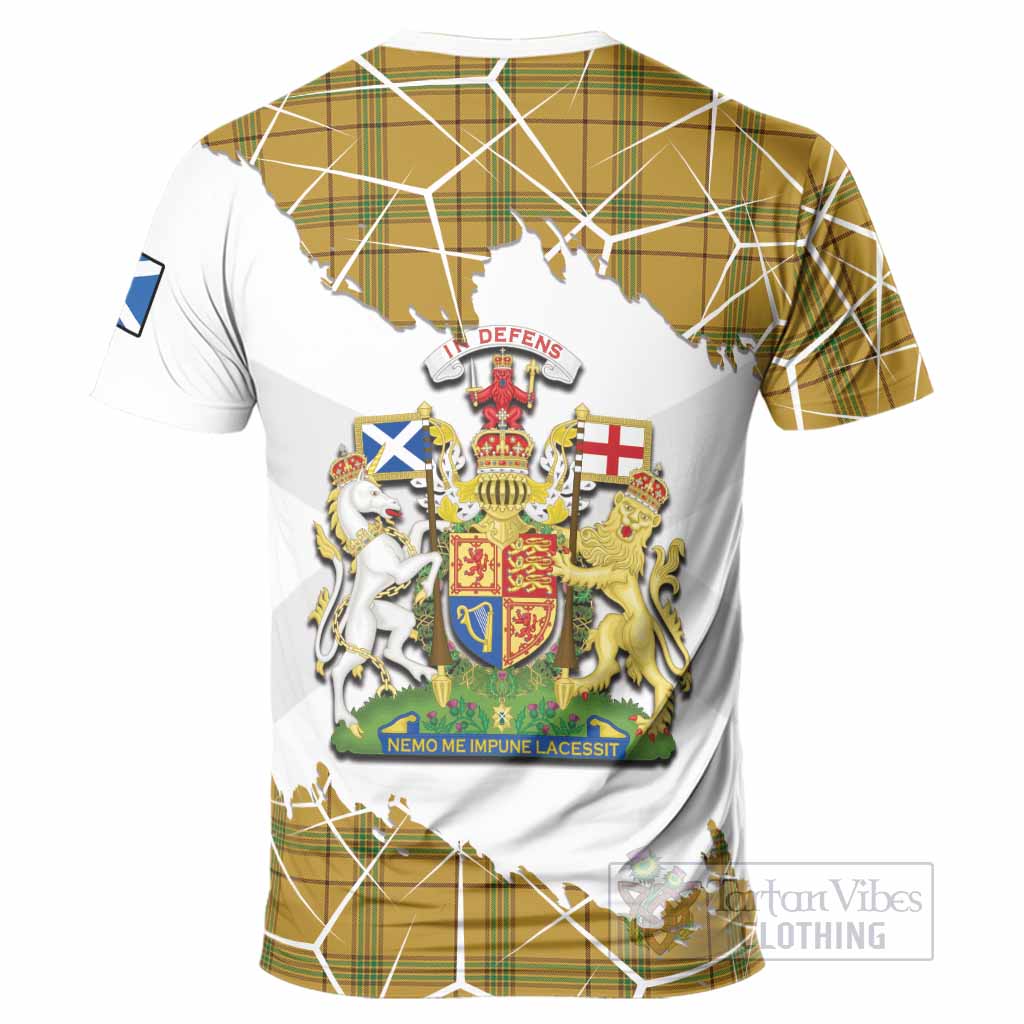 Houston Tartan T-Shirt with Family Crest and Lion Rampant Grunge Style