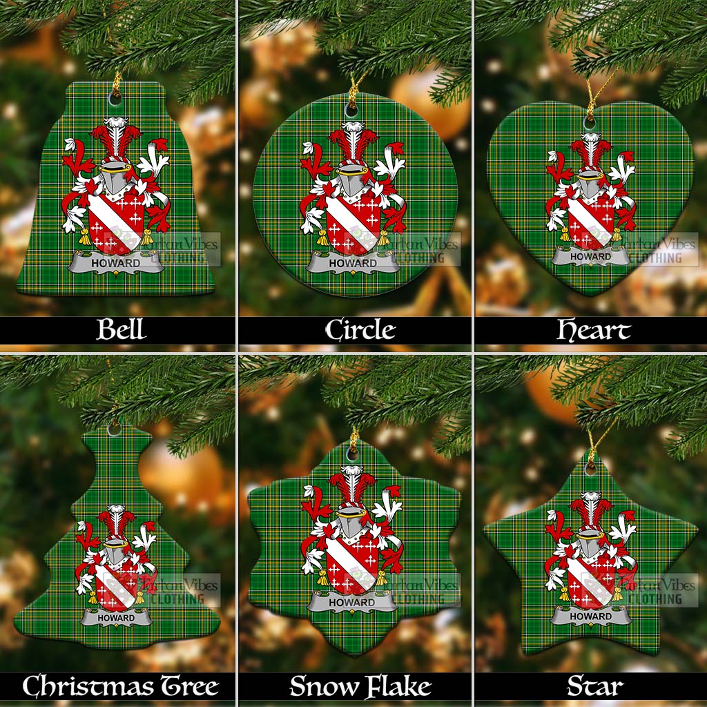 Tartan Vibes Clothing Howard Irish Clan Tartan Christmas Ceramic Ornament with Coat of Arms