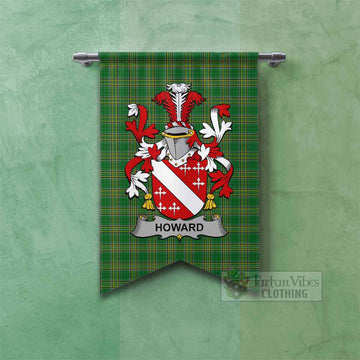 Howard Irish Clan Tartan Gonfalon, Tartan Banner with Coat of Arms