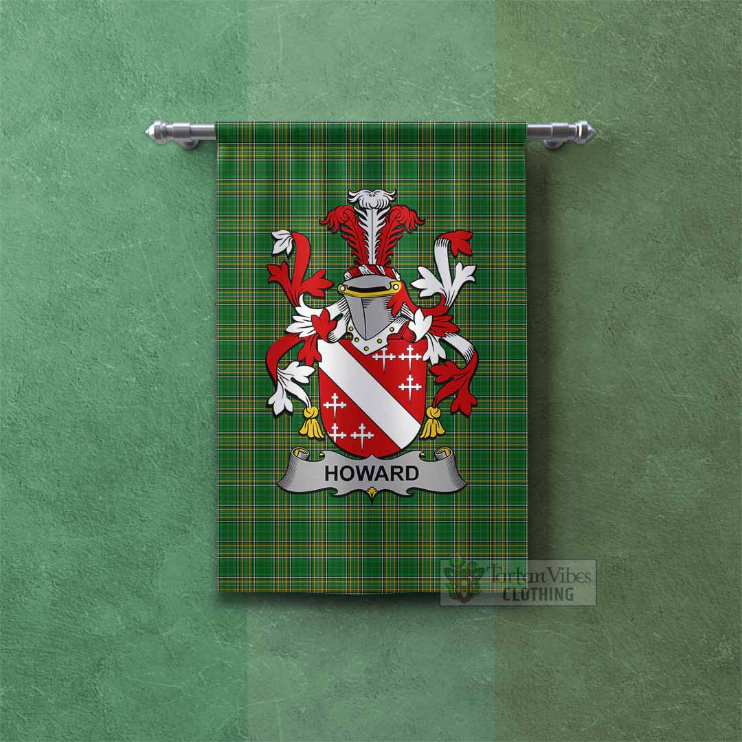 Tartan Vibes Clothing Howard Irish Clan Tartan Gonfalon, Tartan Banner with Coat of Arms