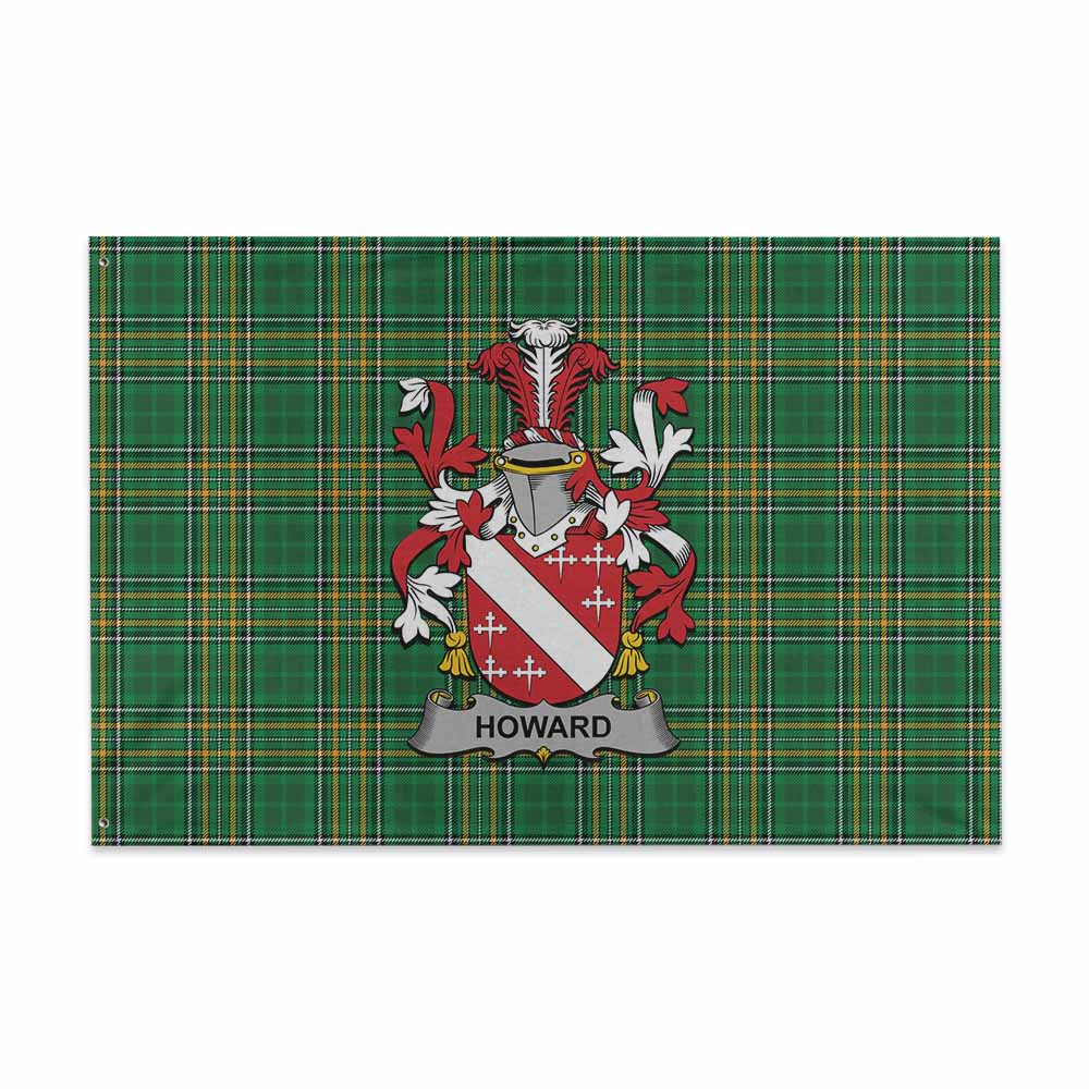 Tartan Vibes Clothing Howard Irish Clan Tartan House Flag with Coat of Arms