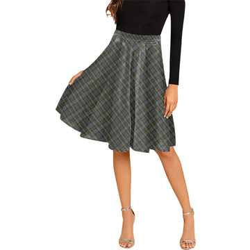 Howell of Wales Tartan Melete Pleated Midi Skirt Cross Style