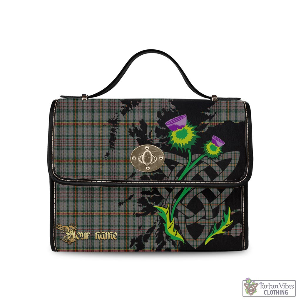 Tartan Vibes Clothing Howell of Wales Tartan Waterproof Canvas Bag with Scotland Map and Thistle Celtic Accents