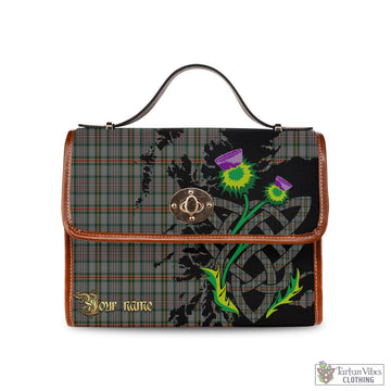 Tartan Vibes Clothing Howell of Wales Tartan Waterproof Canvas Bag with Scotland Map and Thistle Celtic Accents
